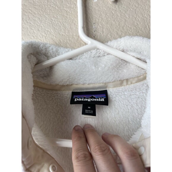 Patagonia Sweater Women’s Medium Off White Retool Snap T Pullover Mock Neck Logo - Picture 6 of 9